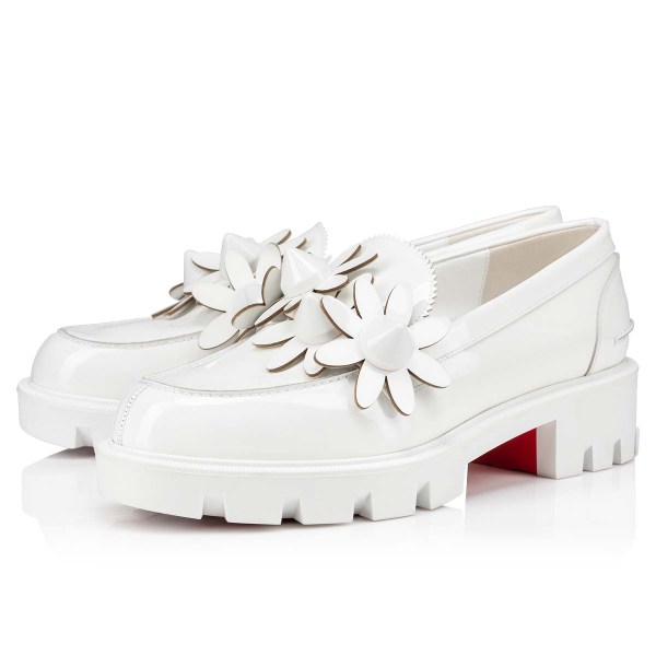 παπουτσια μπαλαρινεσ Christian Louboutin Daisy Spikes Moc γυναικεια ασπρα | O2TtK7dC