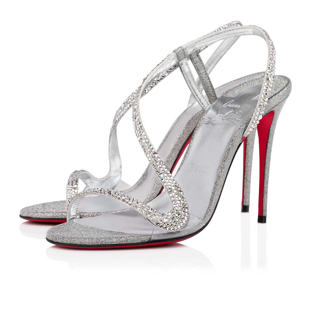 παντοφλεσ Christian Louboutin Rosalie Strass γυναικεια ασημι | wEaFflmr