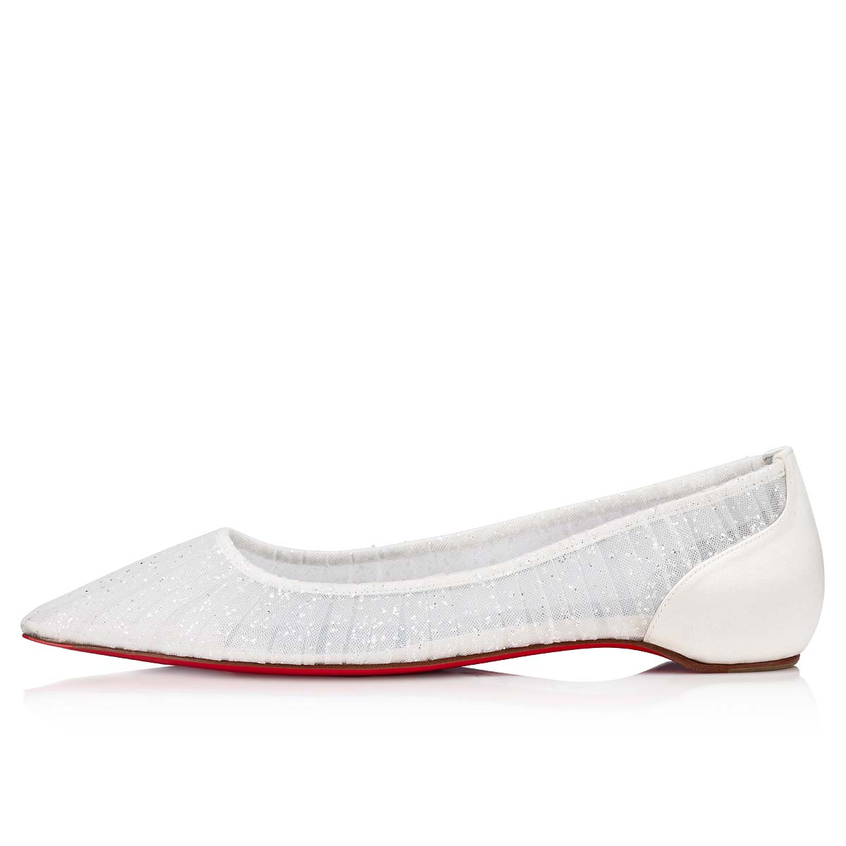 παπουτσια μπαλαρινεσ Christian Louboutin Kate Draperia γυναικεια ασπρα ασημι ασπρα μπλε | foIIZ9ue